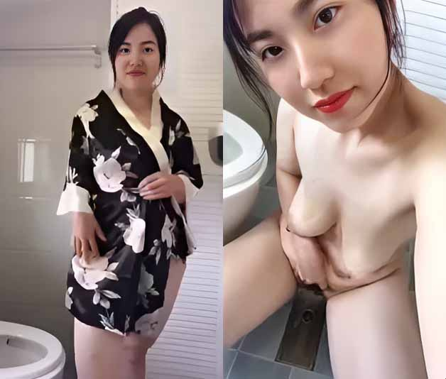 샤워를 한 후, 예쁜 소녀는 남자친구가 볼 수 있도록 자신의 보지를 박았습니다.